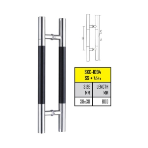 มือจับประตูสแตนเลส 800 มม. (รุ่น SKC-1094-SS+ไม้ดำ)