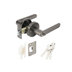 ลูกบิดก้านโยกพร้อมล็อค ซิงค์อัลลอยด์ (ประตูทางเข้า) สีนิกเกิ้ลรมดำ HAFELE 489.10.666