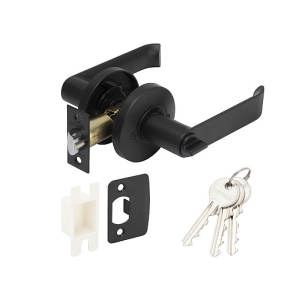 ลูกบิดก้านโยกพร้อมล็อค ซิงค์อัลลอยด์ (ประตูทางเข้า) สีดำด้าน HAFELE 489.10.733