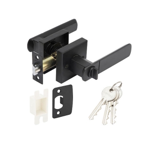 ลูกบิดก้านโยกพร้อมล็อค ซิงค์อัลลอยด์ (ประตูทางเข้า) สีดำด้าน HAFELE 489.10.741