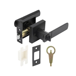 ลูกบิดก้านโยกพร้อมล็อค ซิงค์อัลลอยด์ (ประตูห้องน้ำ) สีดำด้าน HAFELE 489.10.745