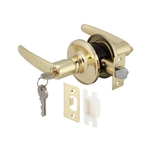 ลูกบิดก้านโยกพร้อมล็อค (ประตูทางเข้า) สีทองเหลืองเงา HAFELE 489.10.789