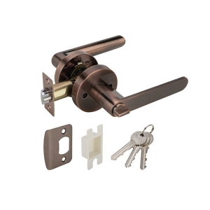 ลูกบิดก้านโยกพร้อมล็อค ซิงค์อัลลอยด์ (ประตูทางเข้า) สีทองแดงรมดำ HAFELE 489.10.807