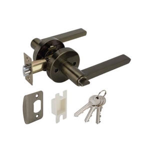 ลูกบิดก้านโยกพร้อมล็อค ซิงค์อัลลอยด์ (ประตูทางเข้า) สีทองเหลืองรมดำ HAFELE 489.10.814