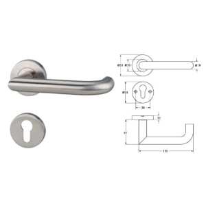 ชุดมือจับก้านโยกประตูสแตนเลสสตีล (มือจับหลอก) HAFELE 499.62.257