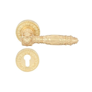 ชุดมือจับก้านโยกประตูซิงค์อัลลอยด์ สีทองเหลืองปัดด้าน (ประตูทางเข้า) HAFELE 499.62.409