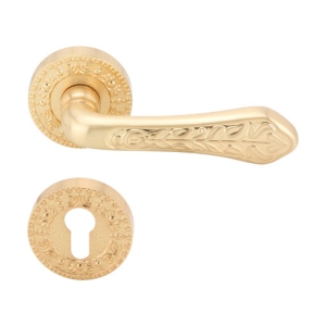 ชุดมือจับก้านโยกประตูซิงค์อัลลอยด์ สีทองเหลืองปัดด้าน (ประตูทางเข้า) HAFELE 499.62.411