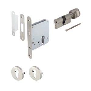 ชุดตลับกุญแจ ระบบมอร์ทิสล็อค พร้อมอุปกรณ์ล็อค (ประตูห้องน้ำ) สีสแตนเลสด้าน HAFELE 499.65.030