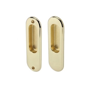 มือจับประตูซิงค์อัลลอยด์ พร้อมอุปกรณ์ล็อคประตูบานเลื่อน (มือจับหลอก) สีทองเหลืองเงา HAFELE 499.65.096