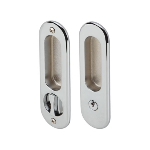 มือจับประตูซิงค์อัลลอยด์ พร้อมอุปกรณ์ล็อคประตูบานเลื่อน (ประตูทางเข้า) สีโครมเงา HAFELE 499.65.099