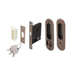 มือจับประตูซิงค์อัลลอยด์ พร้อมอุปกรณ์ล็อคประตูบานเลื่อน (ประตูทางเข้า) สีทองแดงรมดำ HAFELE 499.65.100