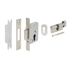 ชุดตลับกุญแจระบบมอร์ทิสล็อค พร้อมอุปกรณ์ (ประตูห้องน้ำ) สีสแตนเลสด้าน HAFELE 499.65.134