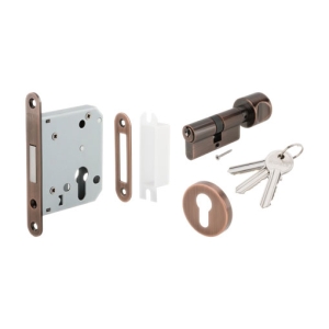 ชุดตลับกุญแจ ระบบมอร์ทิสล็อค พร้อมอุปกรณ์ล็อค (ประตูทางเข้า) สีทองแดงรมดำ HAFELE 499.65.212