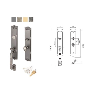 มือจับประตูซิงค์อัลลอยด์ พร้อมระบบมอร์ทิสล็อค (สีทองเหลืองปัดด้าน) HAFELE 499.94.002