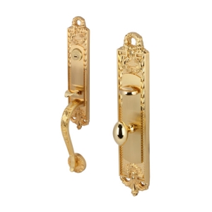 มือจับประตูซิงค์อัลลอยด์ พร้อมระบบมอร์ทิสล็อค (สีทองเหลืองปัดด้าน) HAFELE 499.94.020