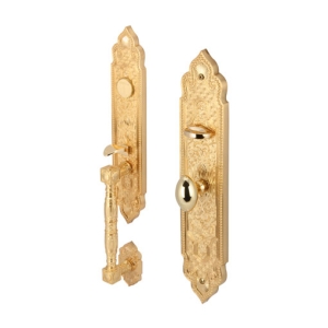 มือจับประตูซิงค์อัลลอยด์ พร้อมระบบมอร์ทิสล็อค (สีทองเหลืองปัดด้าน) HAFELE 499.94.040