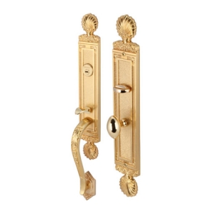 มือจับประตูซิงค์อัลลอยด์ พร้อมระบบมอร์ทิสล็อค (สีทองเหลืองปัดด้าน) HAFELE 499.94.122