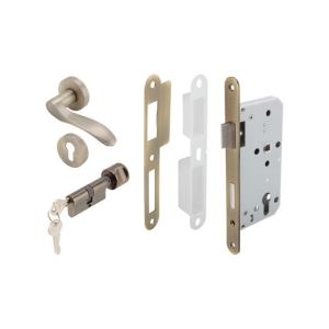 ชุดมือจับก้านโยกประตูซิงค์อัลลอยด์ สีทองเหลืองรมดำ (ประตูทางเข้า) HAFELE 499.62.401