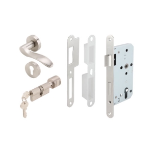  ชุดมือจับก้านโยกประตูซิงค์อัลลอยด์ สีนิกเกิ้ลด้าน (ประตูทางเข้า) HAFELE 499.62.402