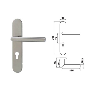 ชุดมือจับก้านโยก เพลทยาว สีสแตนเลสด้าน HAFELE 499.63.952 (มือจับหลอก)