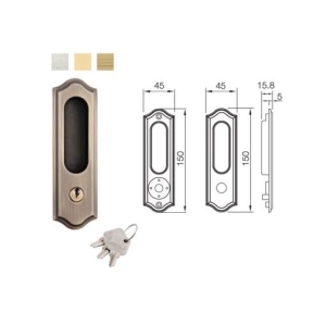 มือจับประตูซิงค์อัลลอยด์ พร้อมอุปกรณ์ล็อคประตูบานเลื่อน (มือจับหลอก) สีทองเหลืองรมดำ HAFELE 499.65.044