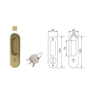 มือจับประตูซิงค์อัลลอยด์ พร้อมอุปกรณ์ล็อคประตูบานเลื่อน (ประตูทางเข้า) สีทองเหลืองรมดำ HAFELE 499.65.091