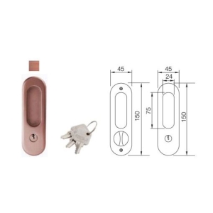 มือจับประตูซิงค์อัลลอยด์ พร้อมอุปกรณ์ล็อคประตูบานเลื่อน (ประตูทางเข้า) สีทองแดงรมดำ HAFELE 499.65.100