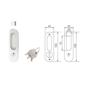 มือจับประตูซิงค์อัลลอยด์ พร้อมอุปกรณ์ล็อคประตูบานเลื่อน (ประตูทางเข้า) สีโครมเงา HAFELE 499.65.099