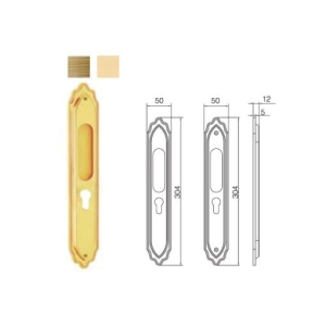 มือจับประตูซิงค์อัลลอยด์ พร้อมอุปกรณ์ล็อคประตูบานเลื่อน (มือจับหลอก) สีทองเหลืองปัดด้าน HAFELE 499.65.022