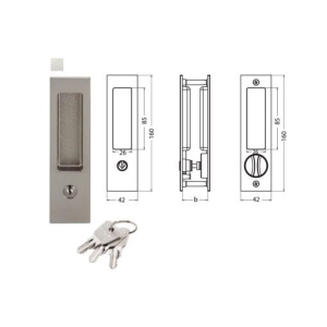 มือจับประตูซิงค์อัลลอยด์ พร้อมอุปกรณ์ล็อคประตูบานเลื่อน (ประตูทางเข้า) สีนิกเกิ้ลด้าน HAFELE 499.65.138