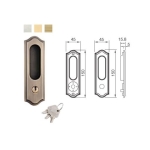 มือจับประตูซิงค์อัลลอยด์ พร้อมอุปกรณ์ล็อคประตูบานเลื่อน (ประตูทางเข้า) สีนิกเกิ้ลด้าน HAFELE 499.65.040