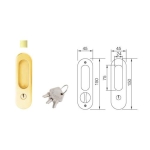 มือจับประตูซิงค์อัลลอยด์ พร้อมอุปกรณ์ล็อคประตูบานเลื่อน (ประตูห้องน้ำ) สีทองเหลืองเงา HAFELE 499.65.093