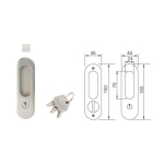 มือจับประตูซิงค์อัลลอยด์ พร้อมอุปกรณ์ล็อคประตูบานเลื่อน (ประตูห้องน้ำ) สีนิกเกิ้ลด้าน HAFELE 499.65.095