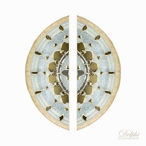 กระจกประตูหน้า Original Navio 02 Gold ขนาด 42×108 cm. Delphi Luxury Door