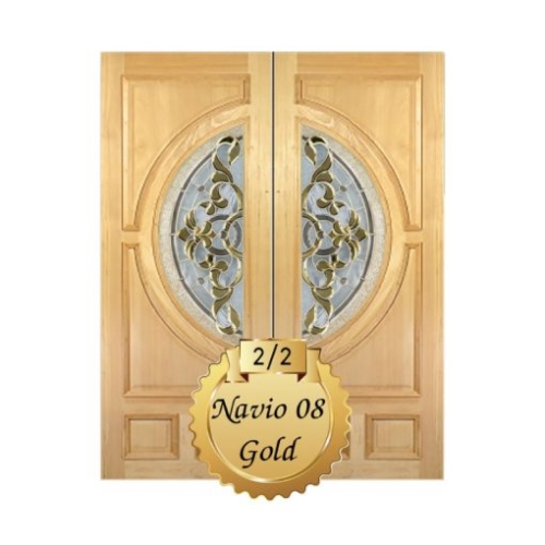  กระจกประตูหน้า Original Navio 08 Gold ขนาด 42×108 cm. Delphi Luxury Door