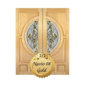  กระจกประตูหน้า Original Navio 08 Gold ขนาด 42×108 cm. Delphi Luxury Door