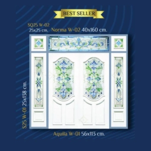 กระจกรางเงินวาว บานกลาง White Chromed Series (Aquila W-01) ขนาด 56×113 cm.