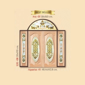 กระจกรางทอง ช่องแสงบน Gold Series (Ara-01) ขนาด 58×180 cm.