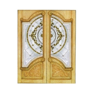กระจกประตูหน้า Crystal Vittario C 01 (Gold) ขนาด 56×146 cm. Delphi Luxury Door