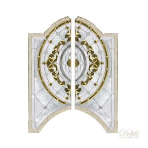 กระจกประตูหน้า Crystal Vittario C 01 (Gold) ขนาด 56×146 cm. Delphi Luxury Door