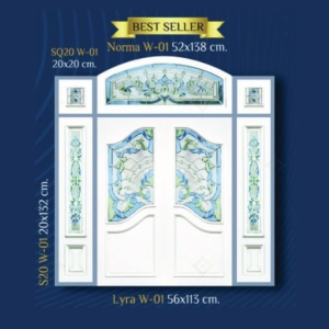 กระจกรางเงินวาว ช่องแสงบน White Chromed Series (Norma W-01) ขนาด 52×138 cm.