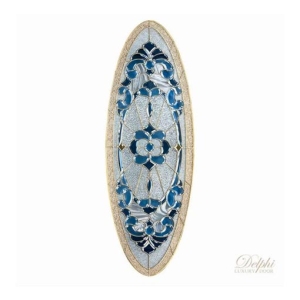 กระจกประตูหน้า Original Benavio 01 Blue ขนาด 48.4×142.8 cm. Delphi Luxury Door