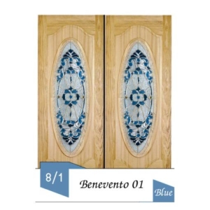 กระจกประตูหน้า Original Benavio 01 Blue ขนาด 48.4×142.8 cm. Delphi Luxury Door