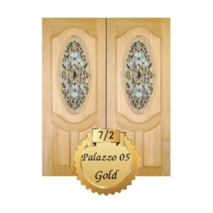กระจกประตูหน้า Original Palazzo 05 Gold ขนาด 39.4×90.7 cm. Delphi Luxury Door