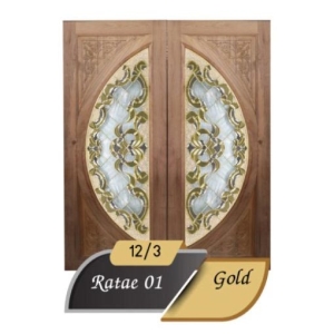กระจกประตูหน้า Original Ratae 01 Gold ขนาด 52×162.5 cm. Delphi Luxury Door