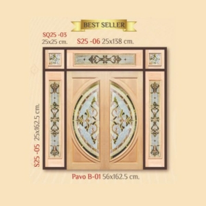 กระจกรางทอง บานกลาง Gold Series (Pavo B-01) ขนาด 56×162.5 cm.