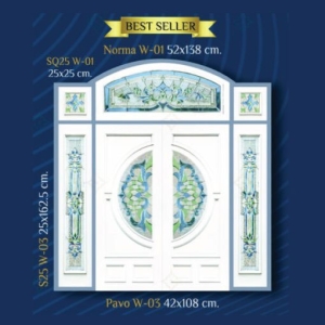 กระจกรางเงินวาว บานกลาง White Chromed Series (Pavo W-03) ขนาด 42×108 cm.