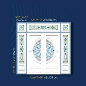 กระจกรางเงินวาว บานกลาง White Chromed Series (Pavo W-04) ขนาด 42×108 cm.