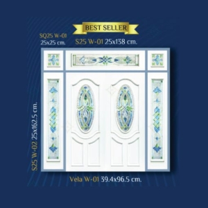 กระจกรางเงินวาว บานกลาง White Chromed Series (Vela W-01) ขนาด 39.4×96.5 cm.