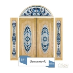 กระจกประตูหน้า Original Benavio 01 Blue ขนาด 48.4×142.8 cm. Delphi Luxury Door